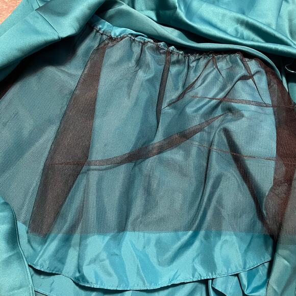 NWT David’s Bridal Oasis Satin Strapless Gown Ruched Dress 10 Blue Vintage Y2K - Picture 5 of 16